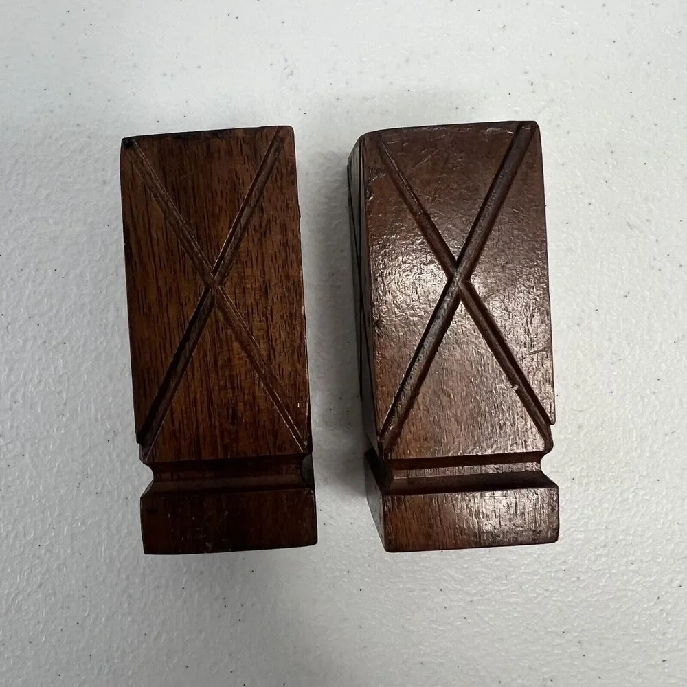 Vintage Wooden MCM Mid Century Modern Salt And Pepper Shakers Square Wood Rustic